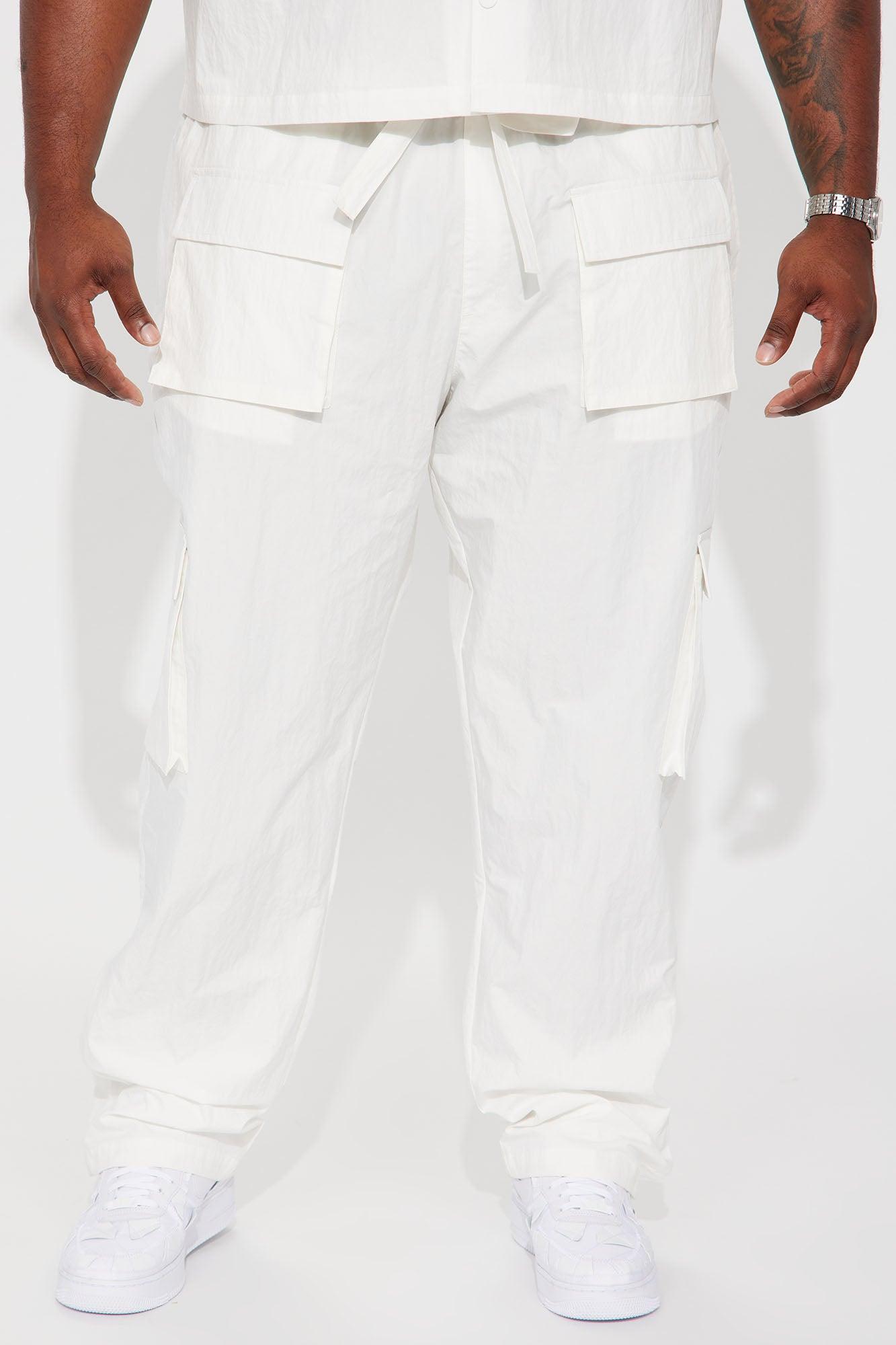 Lagos Textured Nylon Snap Cargo Pants - White Product Image