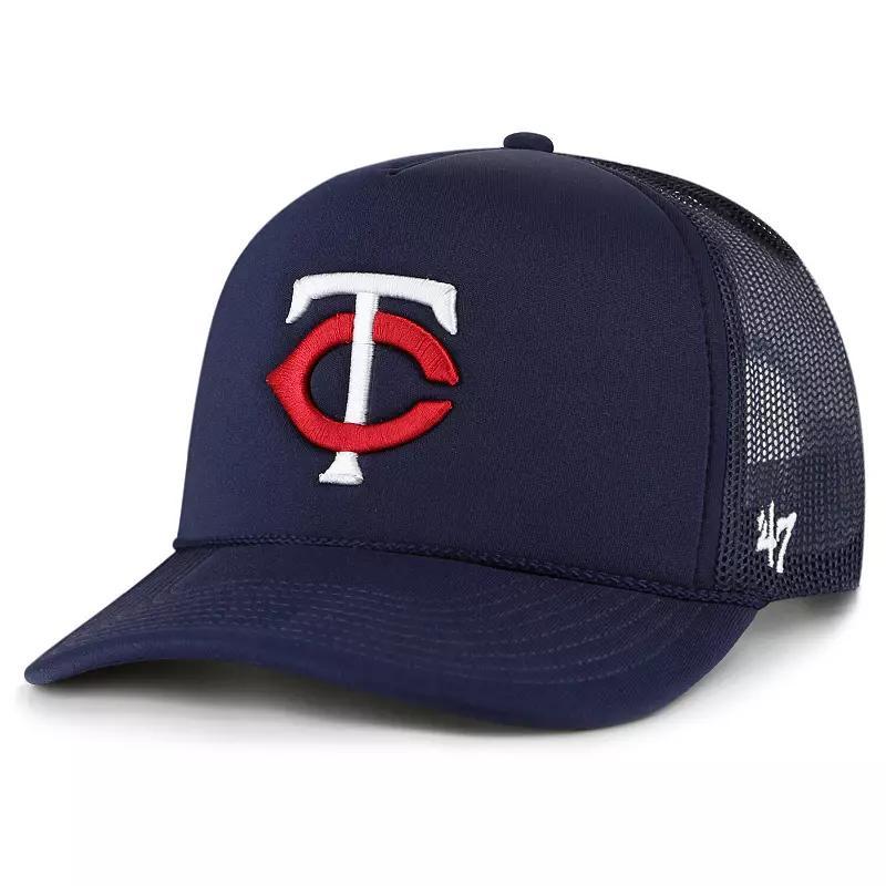 Mens 47 Minnesota Twins Foam Logo Trucker Snapback Hat, Blue Product Image