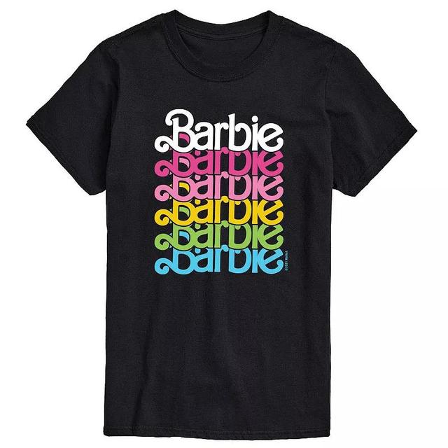 Big & Tall Barbie Stacked Rainbow Graphic Tee, Mens Product Image