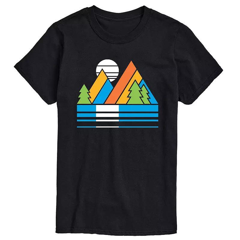 Big & Tall Retro Mountains Sunset Graphic Tee, Mens Black Product Image