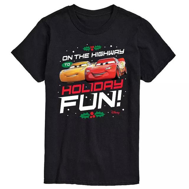 Disneys Cars Big & Tall Highway To Holiday Fun Graphic Tee, Mens Blue Product Image