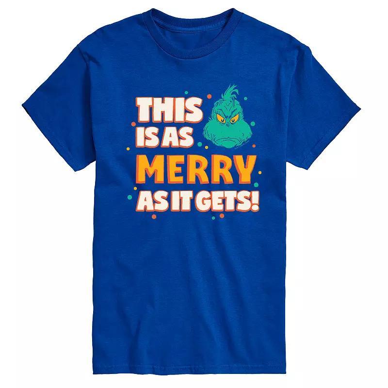 Big & Tall Dr. Seuss The Grinch As Merry As It Gets Graphic Tee, Mens Blue Product Image