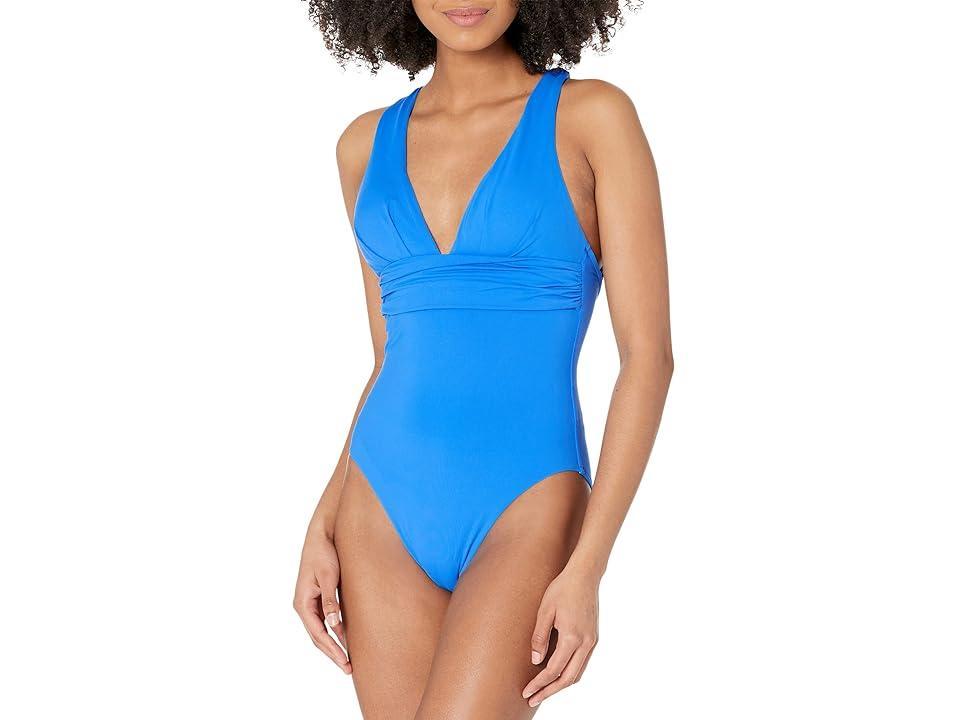 Seafolly Deep V Wide Strap One-Piece Swimsuit (Eco Collective Hot ) Women's Swimsuits One Piece Product Image