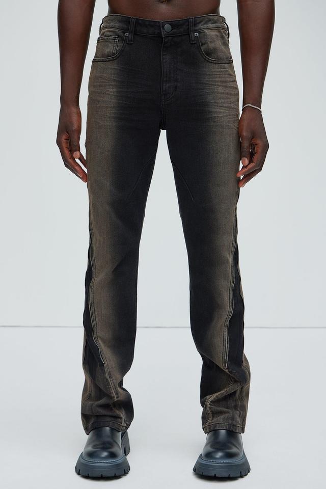 Ethan Stacked Skinny Flare Jeans - Brown Product Image