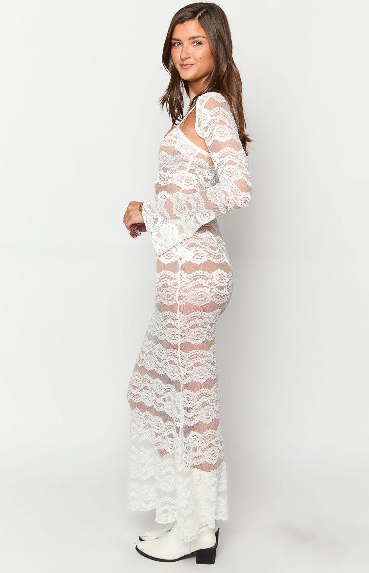 Rey White Lace Maxi Dress And Bolero Product Image