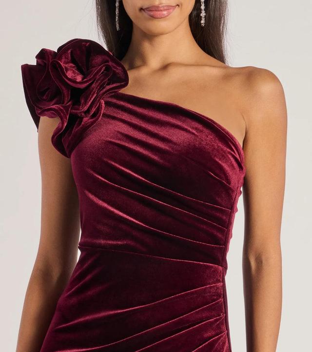 Freida Velvet Ruffled One-Shoulder Mermaid Dress Product Image