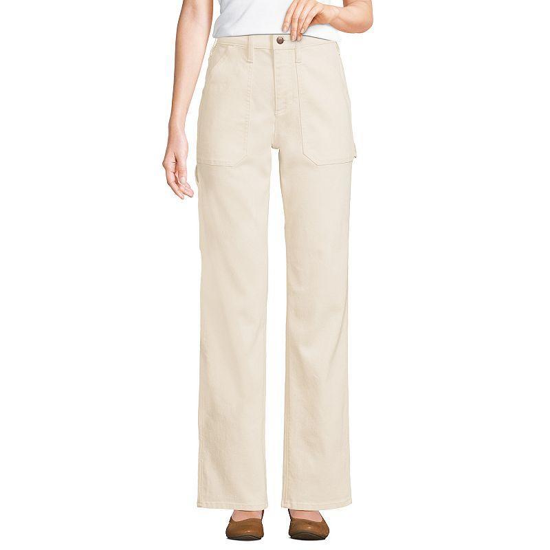 Womens Lands End High-Rise Relaxed-Fit Straight-Leg Recover Denim Jeans White Product Image