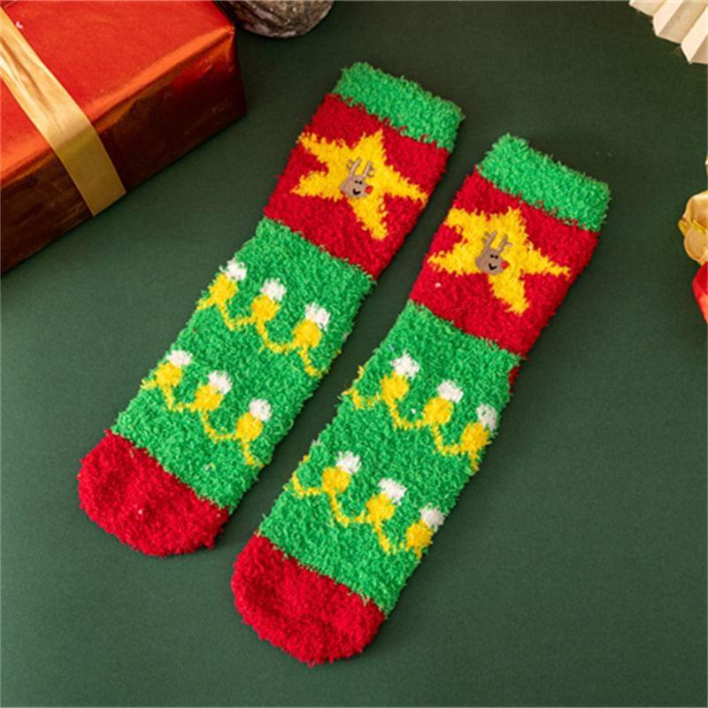 Christmas Color Block Fleece Socks Product Image