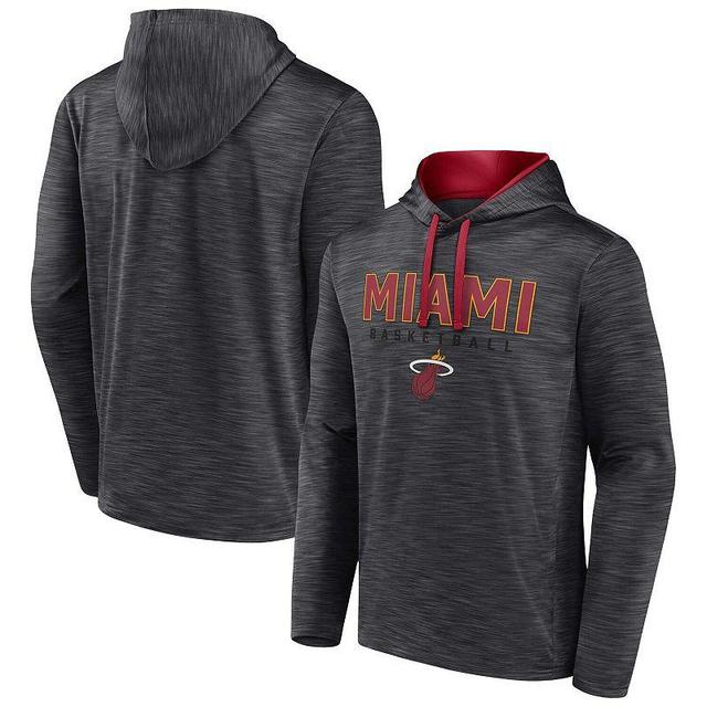 Mens Fanatics Branded Heather Charcoal Miami Heat Fast Break Pullover Hoodie Product Image