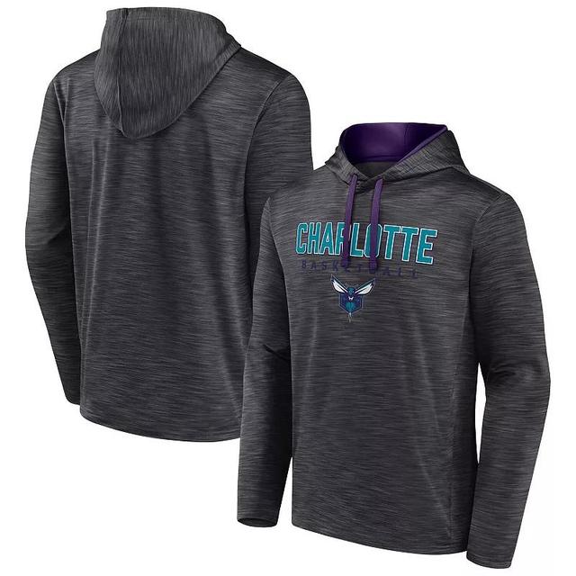 Mens Fanatics Branded Heather Charcoal Charlotte Hornets Fast Break Pullover Hoodie Product Image