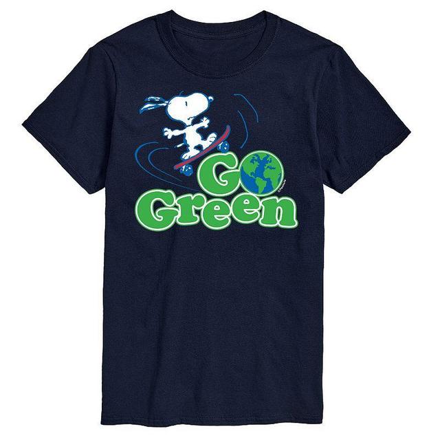 Mens Peanuts Go Green Tee Blue Product Image