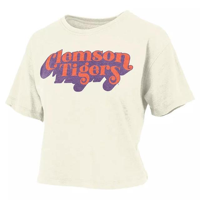 Womens Pressbox Clemson Tigers Vintage Easy Team Name Waist-Length T-Shirt Product Image