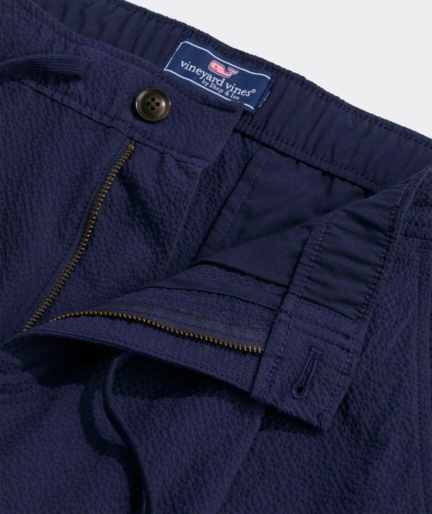 Seersucker Pleated Pull-On Pants Product Image