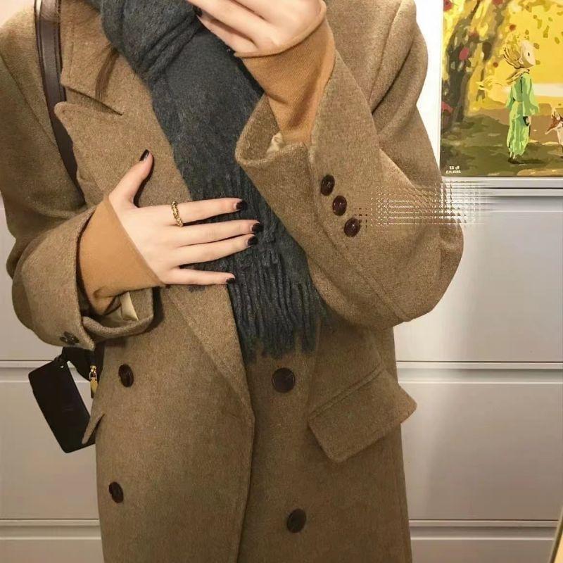 Plain Maxi Double-Breasted Coat Product Image