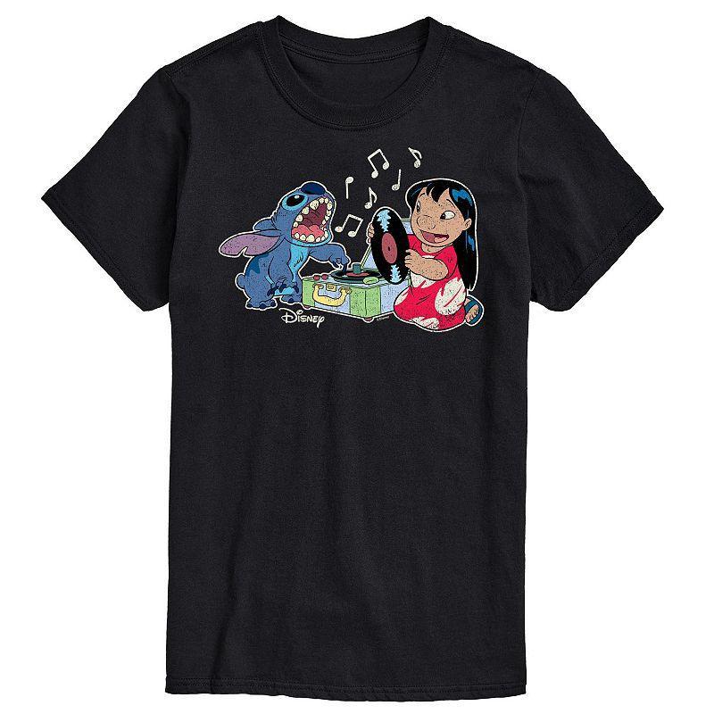 Disneys Lilo & Stitch Big & Tall Record Player Graphic Tee, Mens Med Grey Product Image