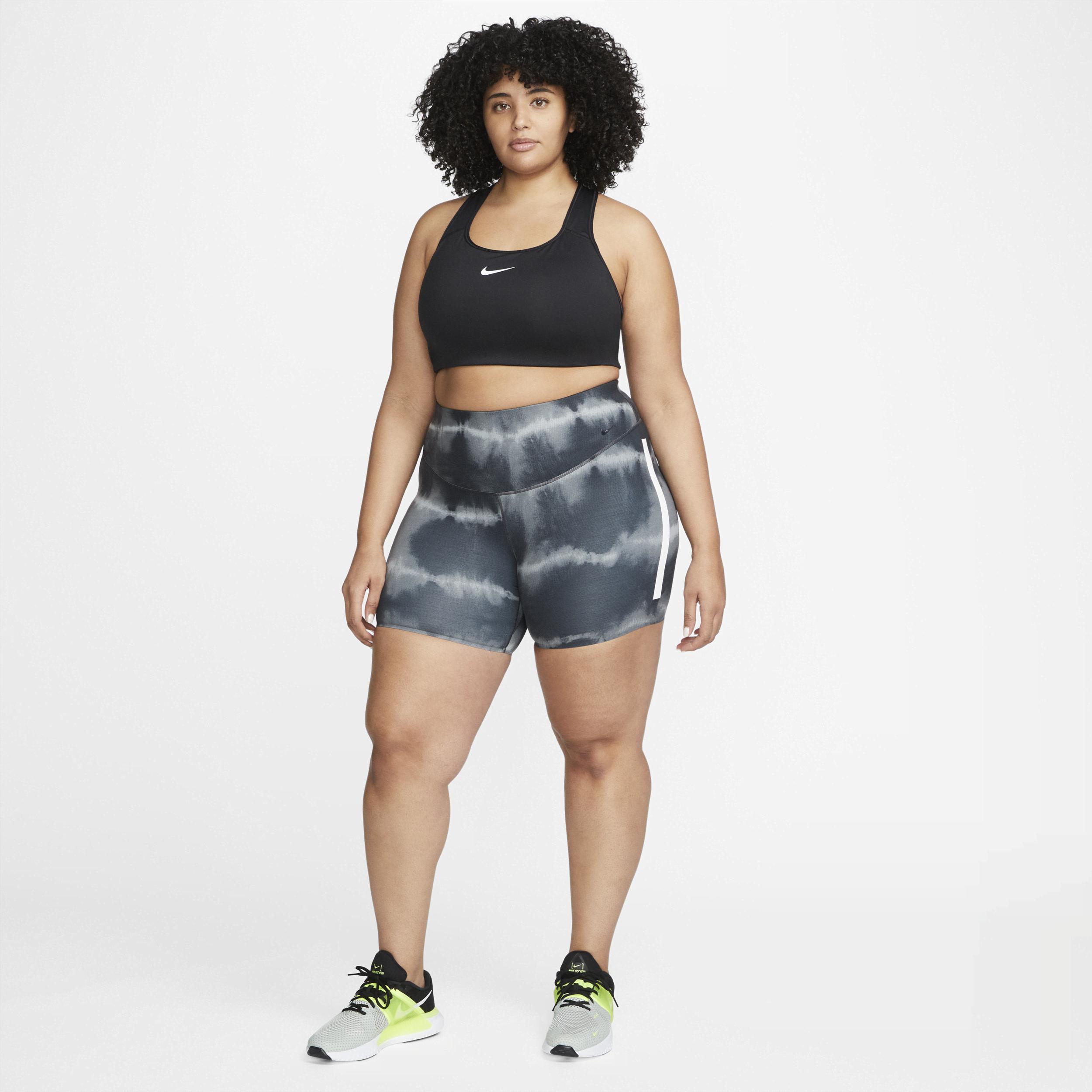 Nike Women's One Luxe 7" Mid-Rise Printed Training Shorts (Plus Size) in Black, Size: 1X  Product Image