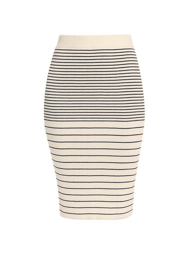 Womens Striped Rib Cotton & Silk Midi-Skirt Product Image