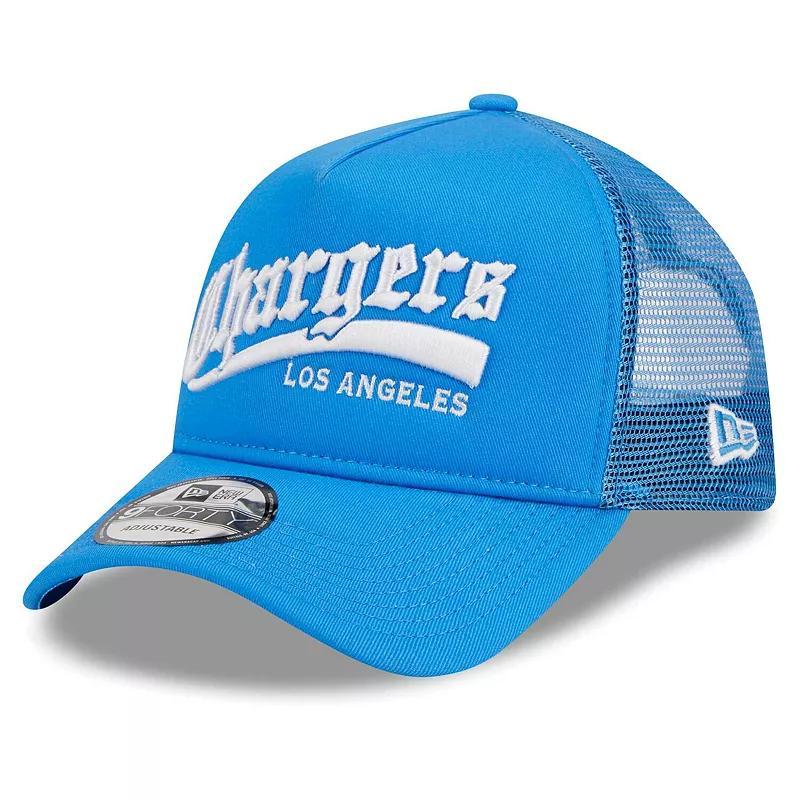 Mens New Era Powder Blue Los Angeles Chargers Caliber Trucker 9FORTY Adjustable Hat Product Image