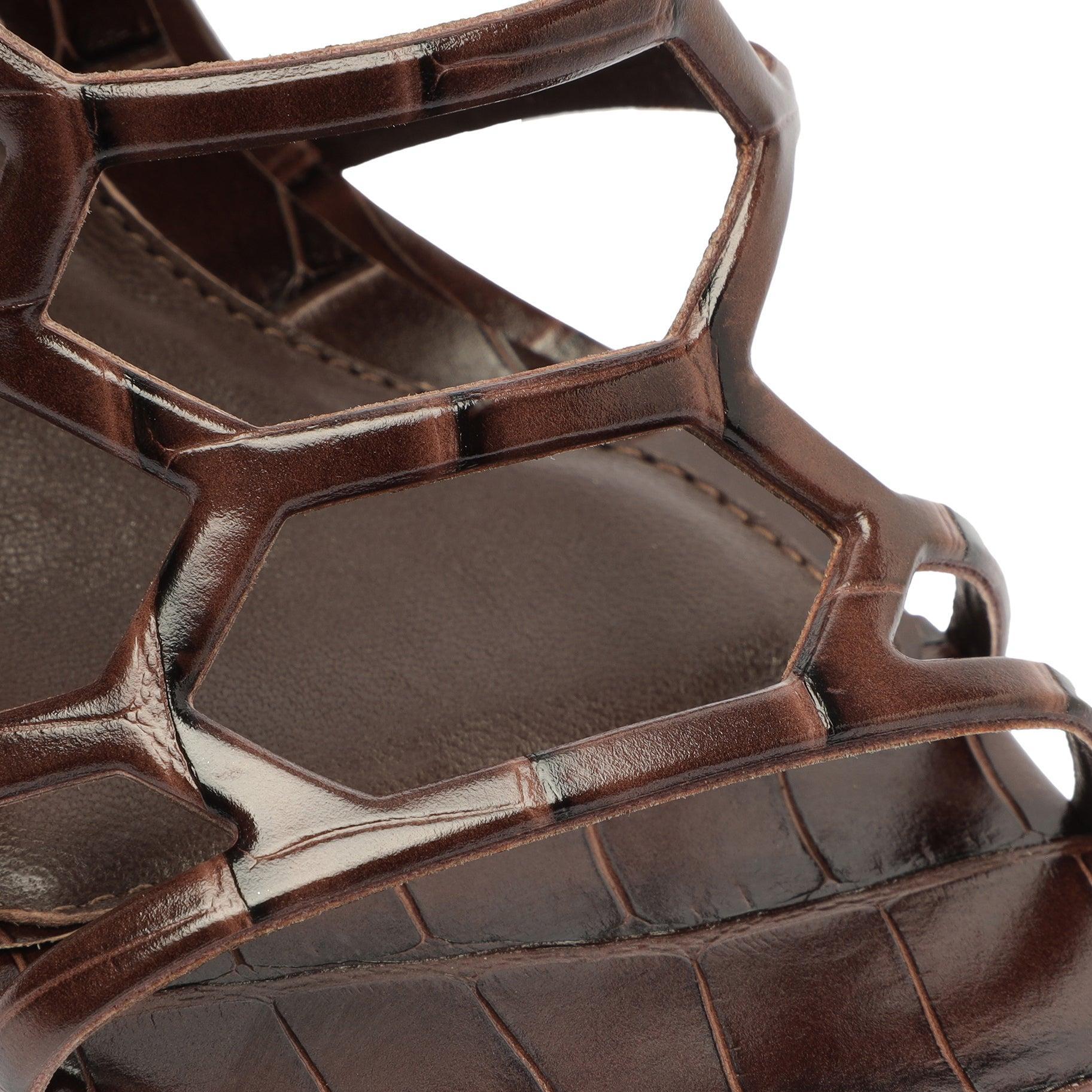 Julianna Crocodile-Embossed Leather Sandal Product Image