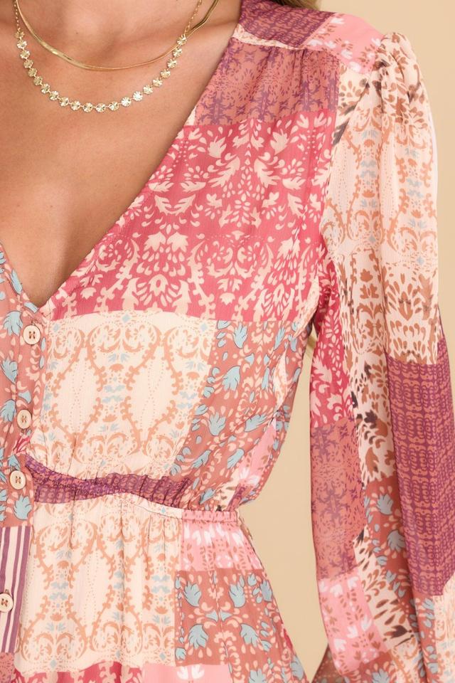 Be An Example Ruby Patchwork Print Maxi Dress Pink Product Image