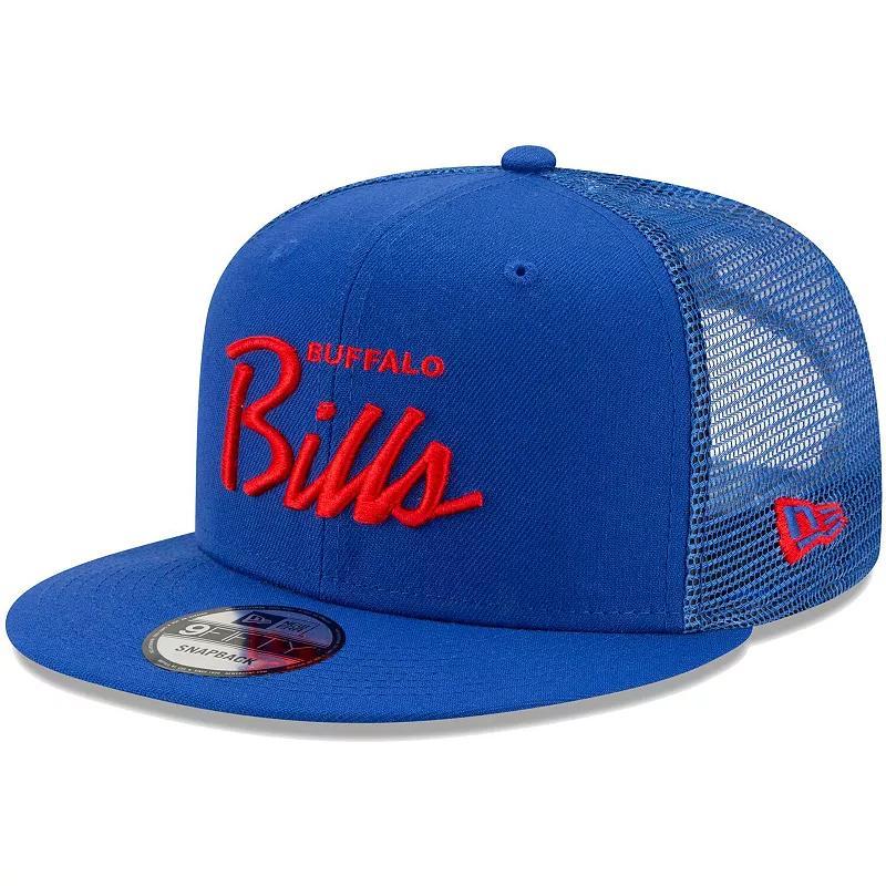 Mens New Era Royal Buffalo Bills Script Trucker 9FIFTY Snapback Hat Product Image