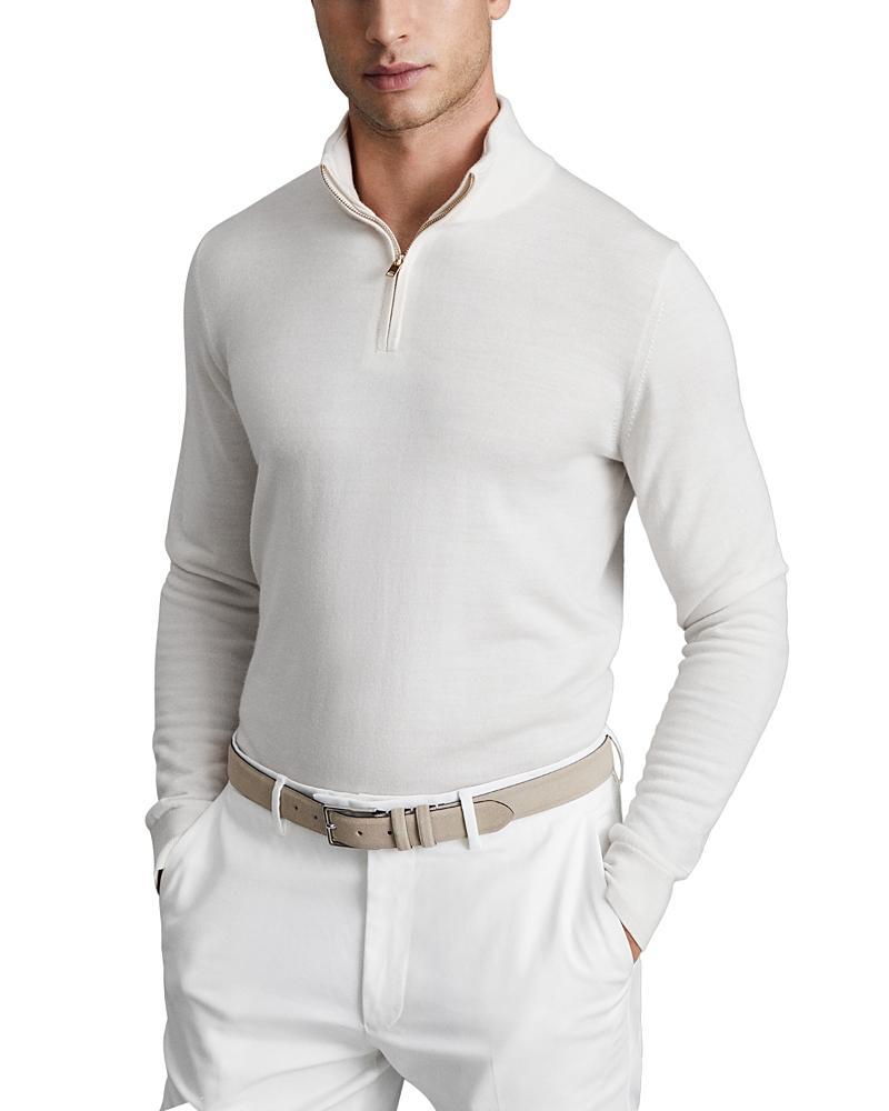 Reiss Blackhall Merino Wool Slim Fit Quarter Zip Mock Neck Sweater Product Image