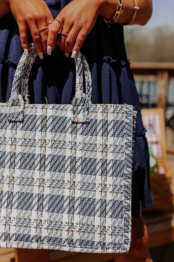 London Estate Tweed Tote In Navy Product Image