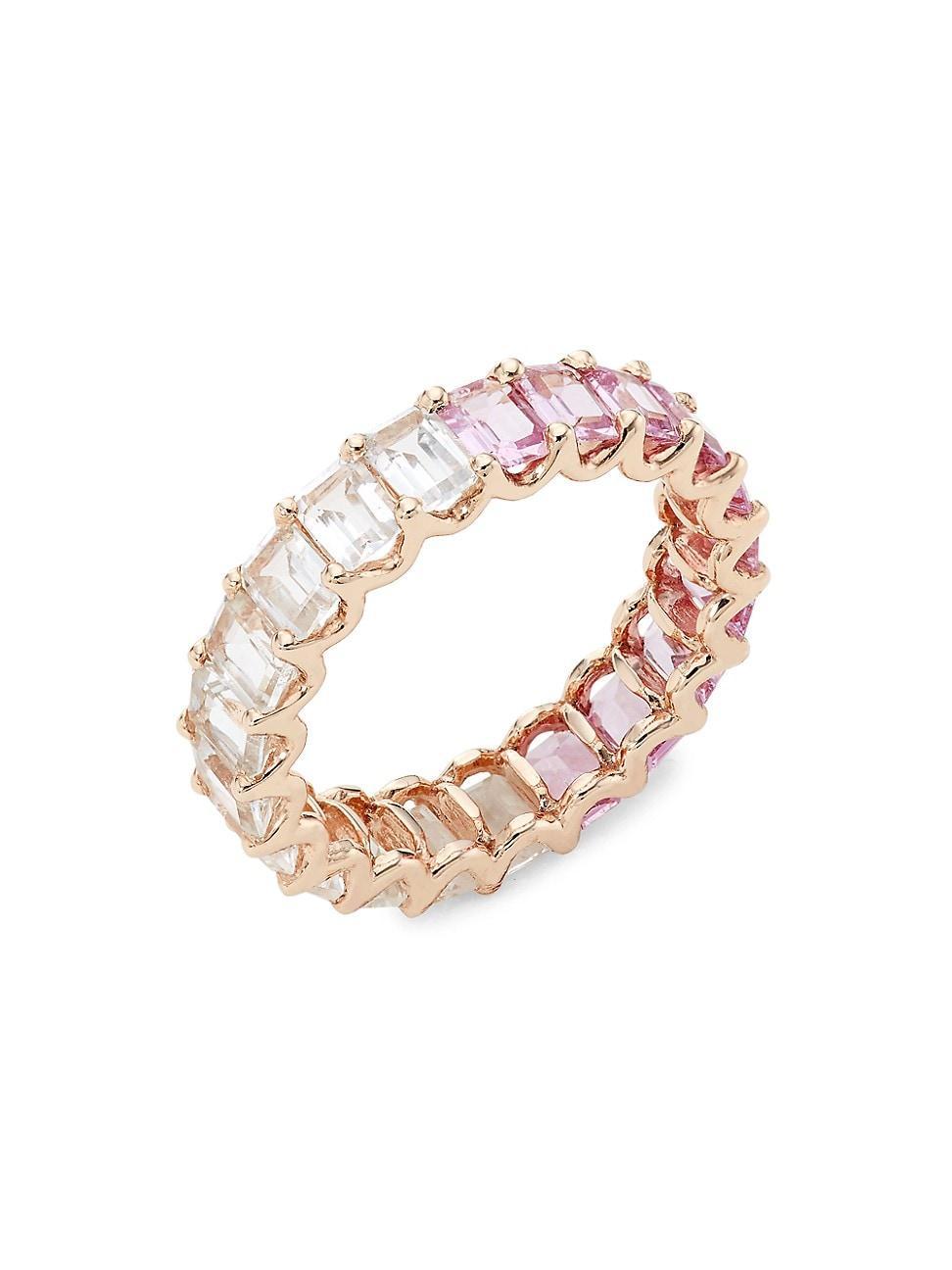 Womens 14K Rose Gold, Pink Sapphire & White Topaz Eternity Band Product Image