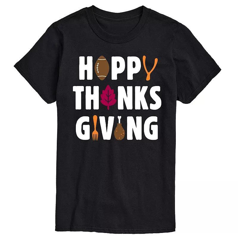 Mens Happy Thanksgiving Icons Graphic Tee Blue Product Image