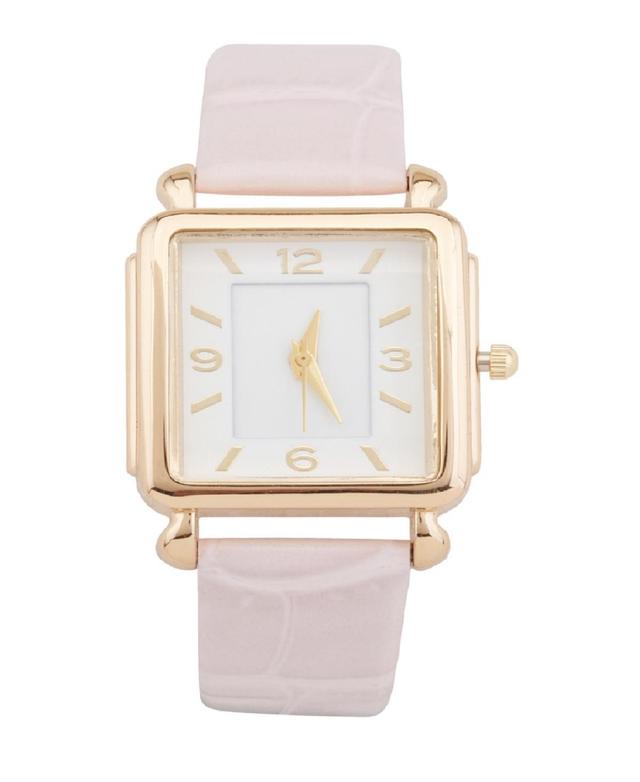 Jessica Carlyle Womens Analog Blush Croc Polyurethane Leather Strap Plain Watch 27mm - Silver Product Image