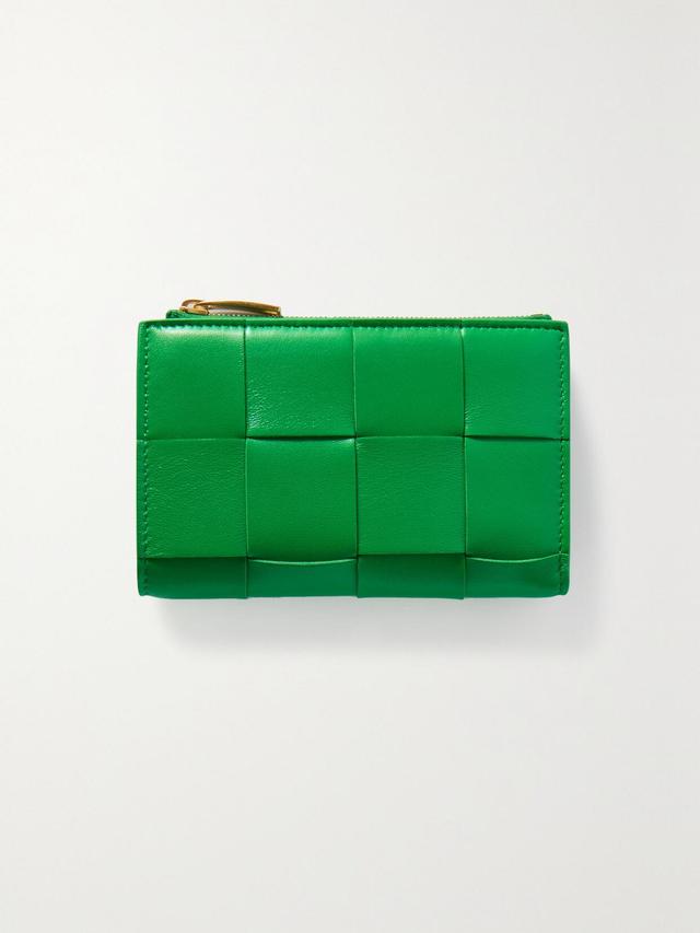 BOTTEGA VENETA Cassette Intrecciato Leather Wallet In Green Product Image