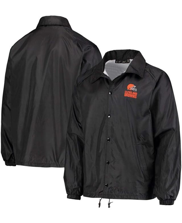 Mens Black Cleveland Browns Coaches Classic Raglan Full-Snap Windbreaker Jacket Product Image