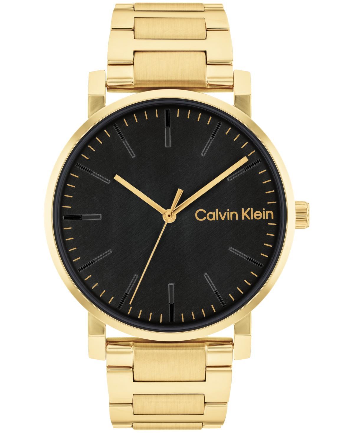 Calvin Klein Mens 3-Hand Gold-Tone Stainless Steel Bracelet Watch 43mm - Gold Product Image