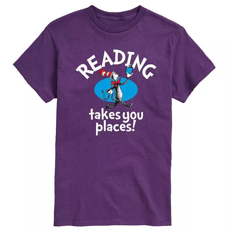 Mens Dr. Seuss The Cat in the Hat Reading Takes You Places Graphic Tee Product Image