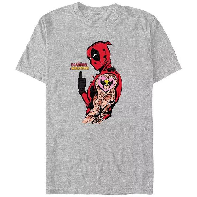 Mens Marvel Deadpool And Wolverine Heart Wolverine Tattoo Graphic Tee Athletic Grey Product Image