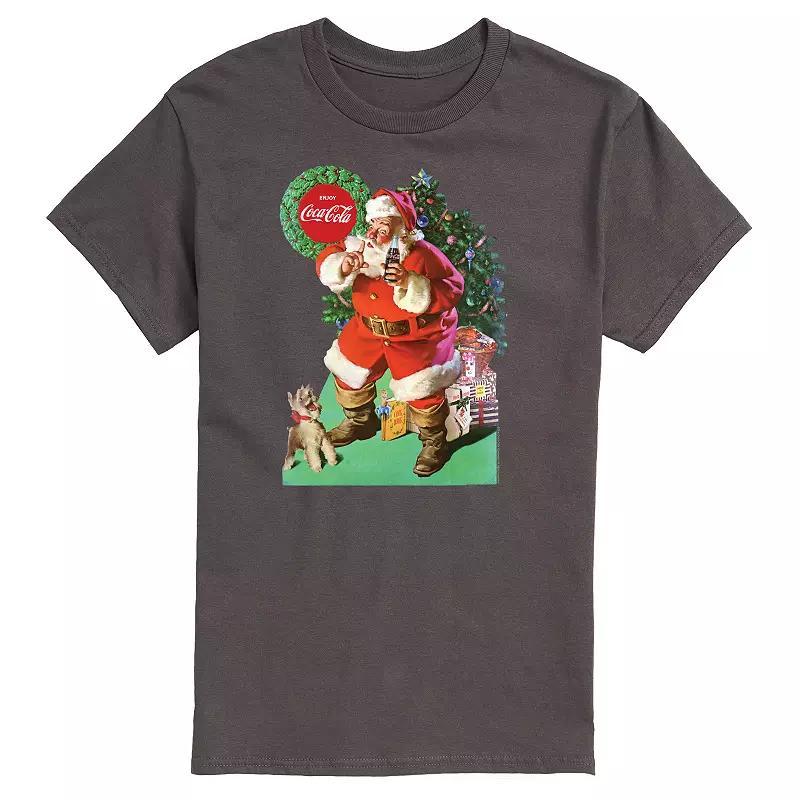 Big & Tall Coca-Cola Vintage Santa Dog Graphic Tee, Mens Product Image