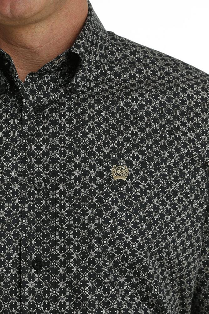 Cinch® Men's S/S Black/Khaki Geo Print Button Shirt Product Image