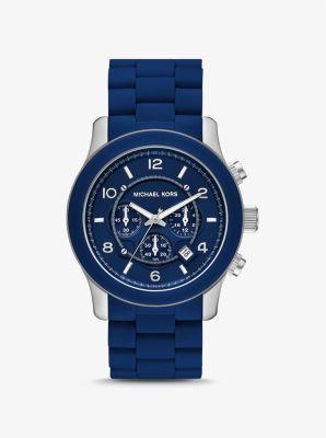 Michael Kors Mens Runway Chronograph Black Stainless Steel Bracelet Watch Product Image