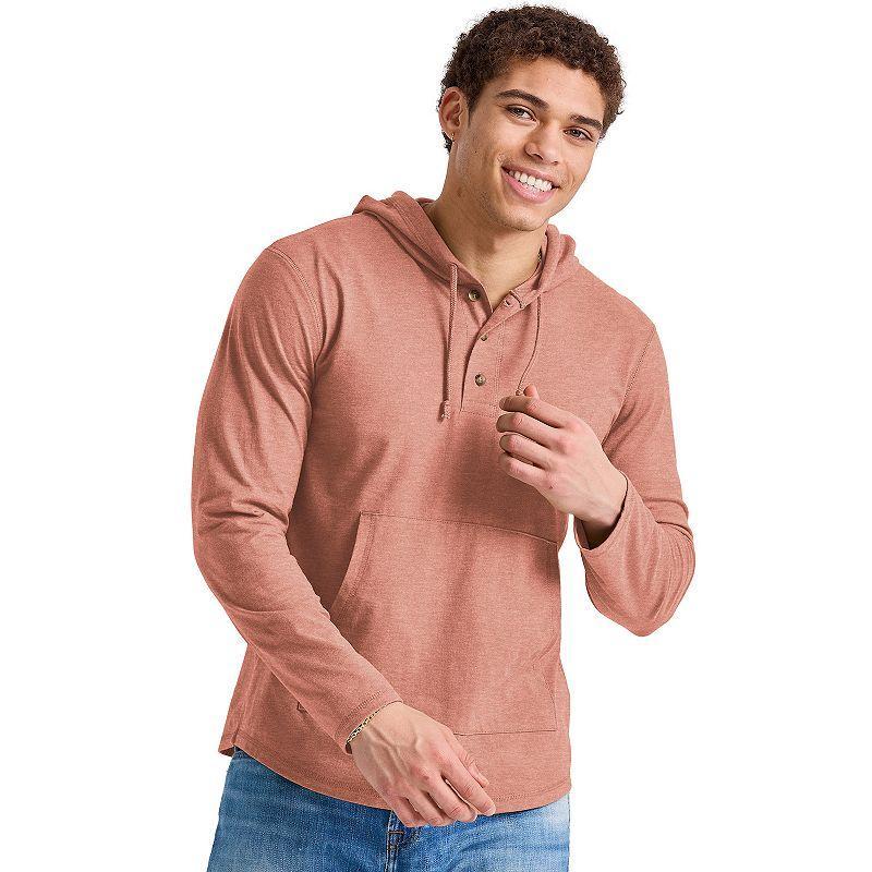 Mens Hanes Originals Tri-Blend Jersey Pullover Hoodie Red River Clay Grey Product Image