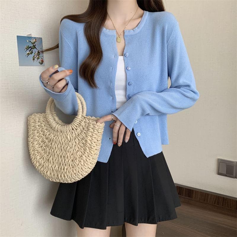 Plain Button-Up Cardigan Product Image