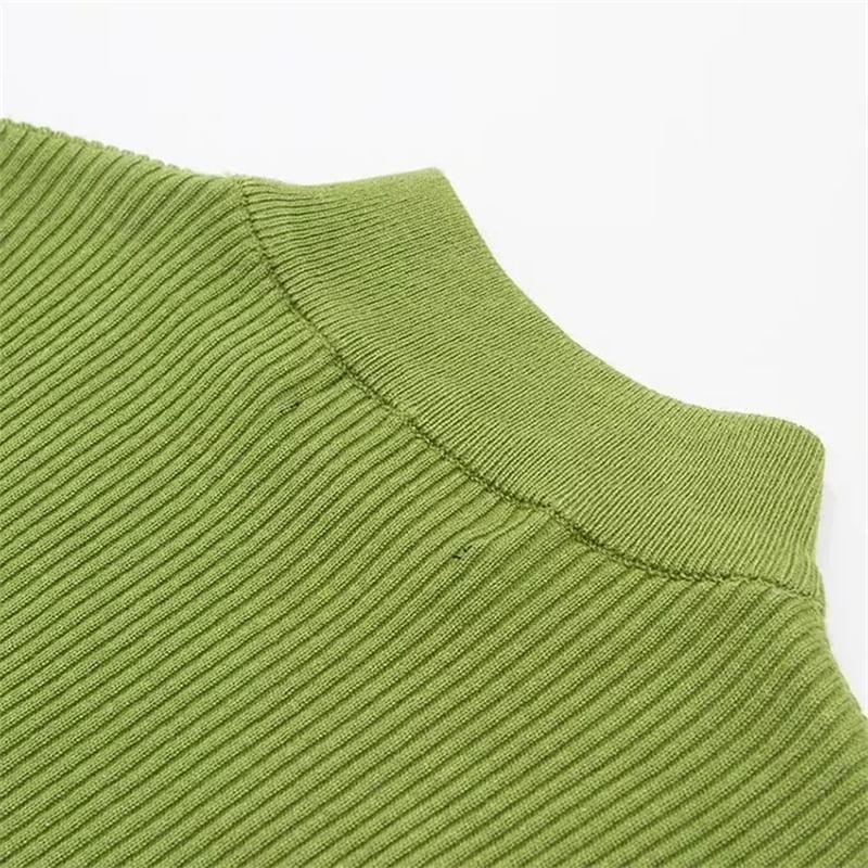 Mock Neck Plain Ribbed Crop Sweater Product Image