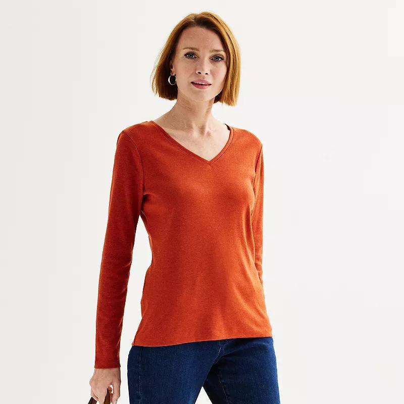 Womens Croft & Barrow Essential Long Sleeve V-Neck Tee Product Image