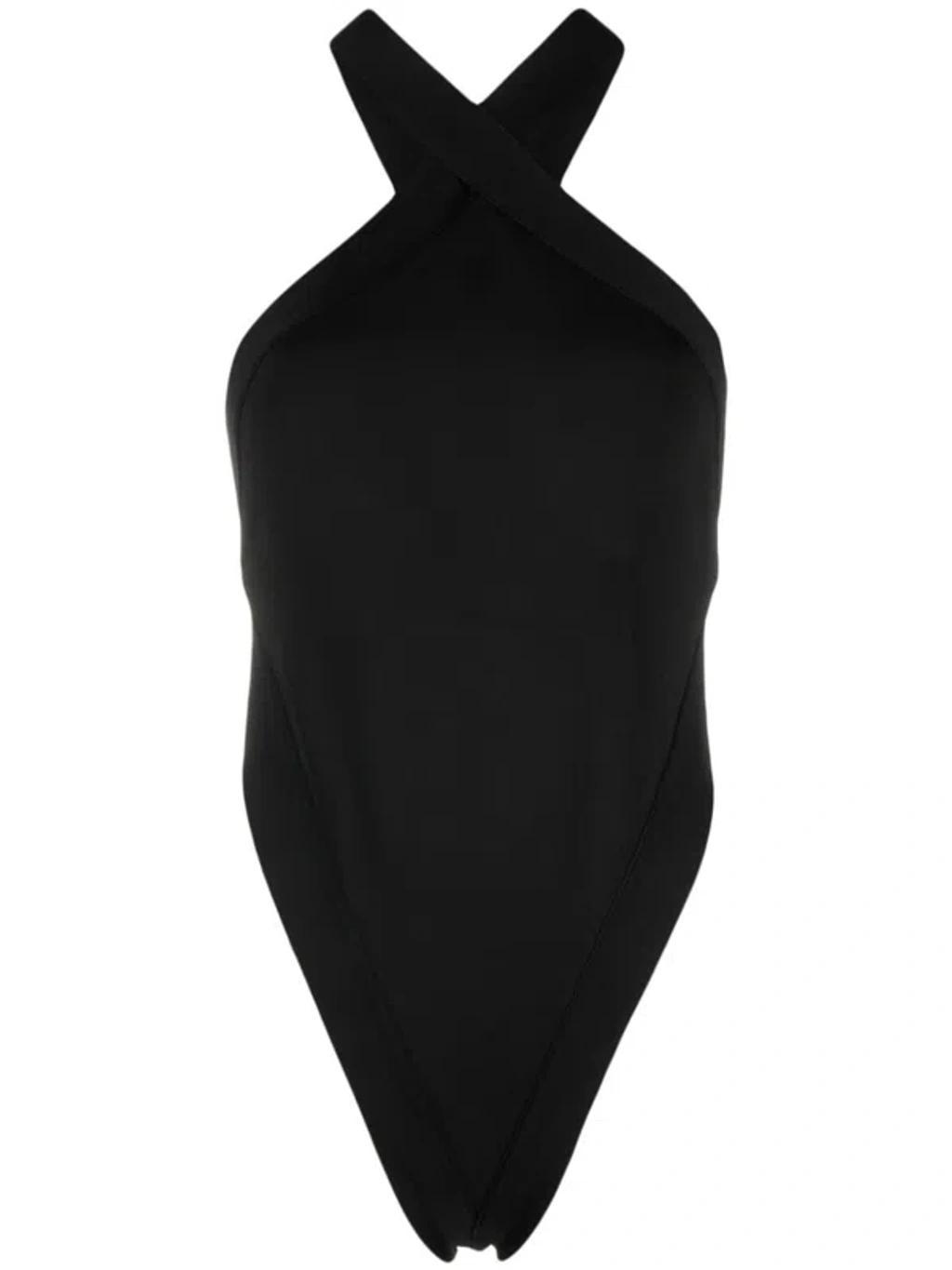 SAINT LAURENT Cut-out Halterneck Bodysuit In Black Product Image