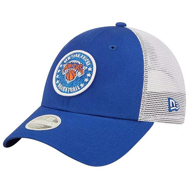 Womens New Era /White New York Knicks Glitter Patch 9FORTY Snapback Hat Product Image