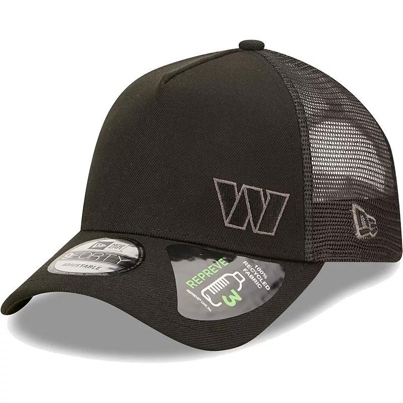 Mens New Era Black Washington Commanders Repreve A-Frame Trucker 9FORTY Snapback Hat Product Image