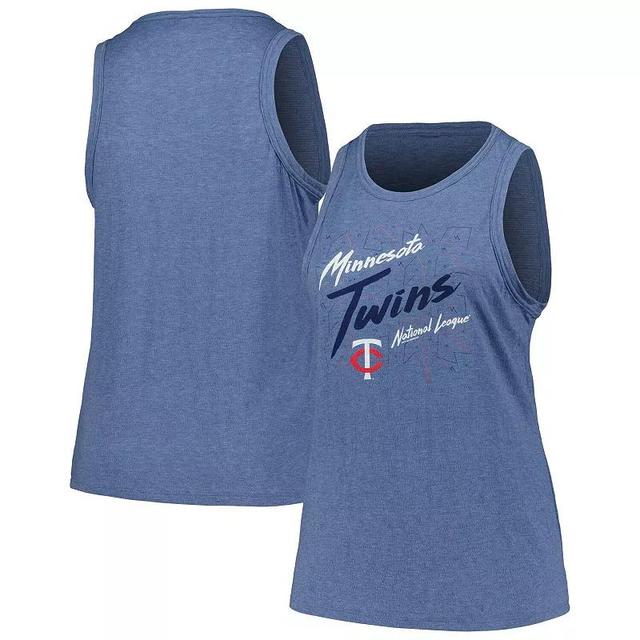 Womens Soft as a Grape Minnesota Twins Plus Size Curvy High Neck Tri-Blend Tank Top Blue Product Image