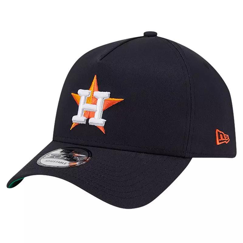 Mens New Era Houston Astros Team Color A-Frame 9FORTY Adjustable Hat, Blue Product Image