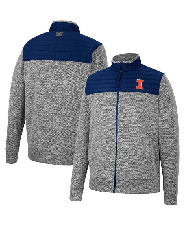 Mens Colosseum Gray Illinois Fighting Illini Putter Herringbone Full-Zip Jacket - Gray Product Image