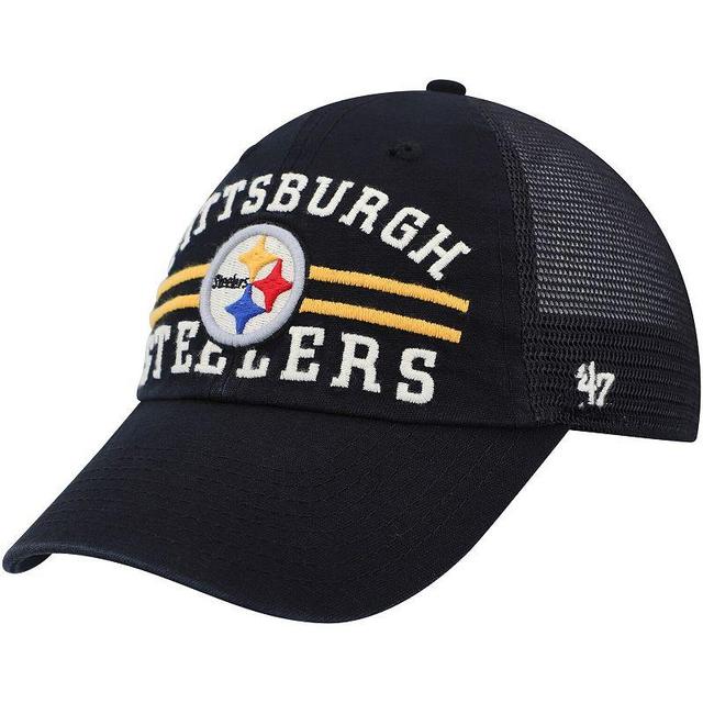 Mens 47 Black Pittsburgh Steelers Highpoint Trucker Clean Up Snapback Hat Product Image