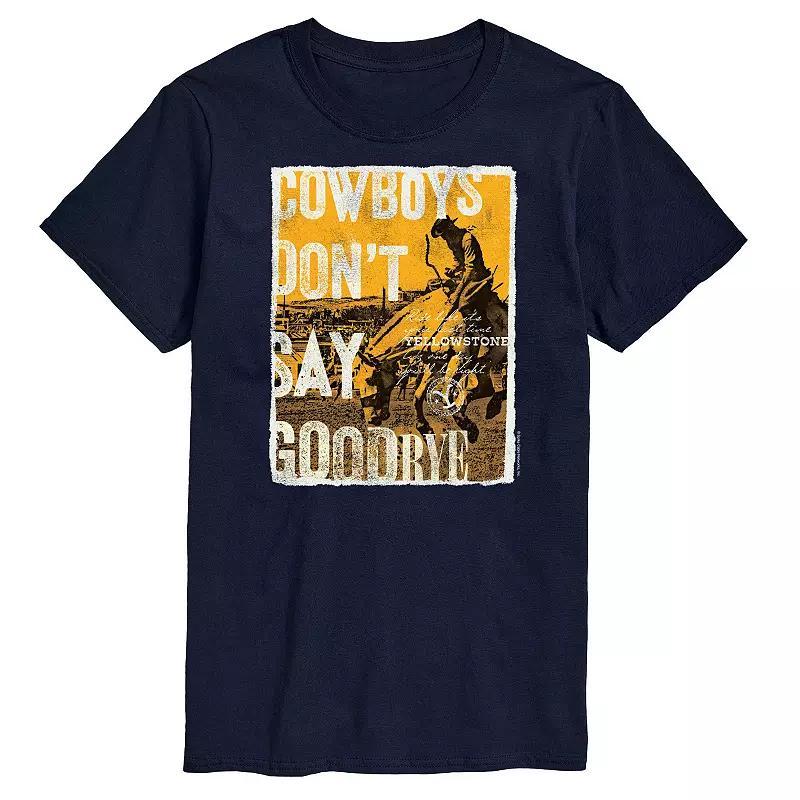 Mens Yellowstone Cowboys Dont Say Goodbye Graphic Tee Blue Product Image